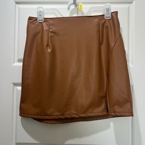 Brown Leather Mini Skirt